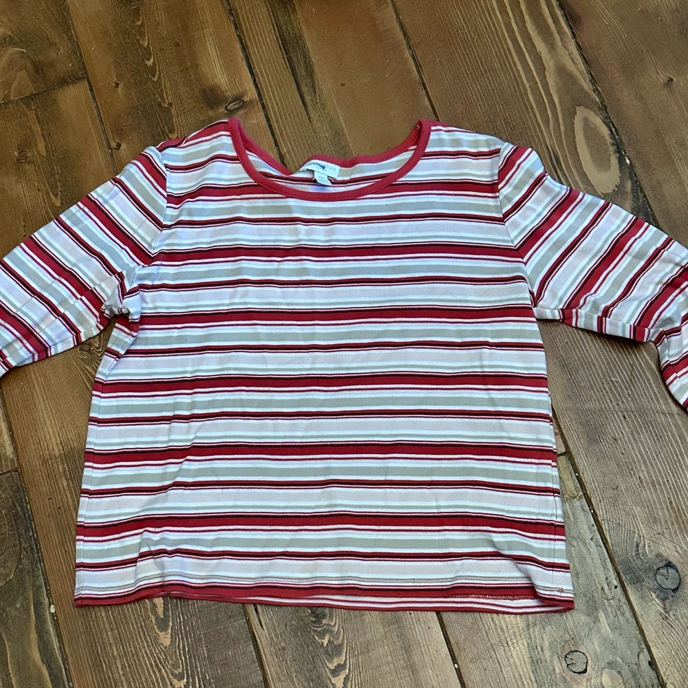 Charter Club Red and Cream Striped Top